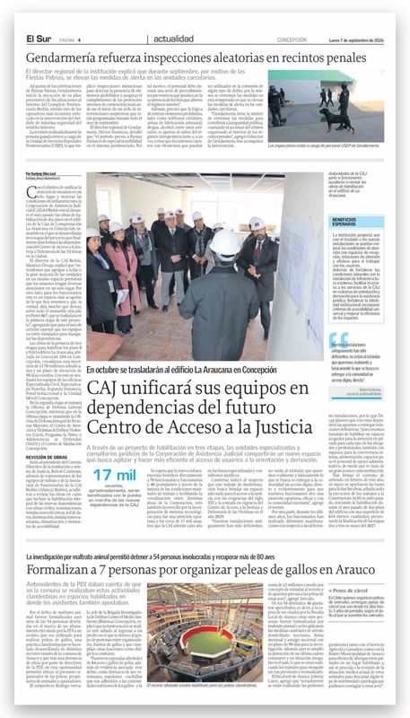 Nota de Diario El Sur sobre el futuro Centro de Acceso a la Justicia